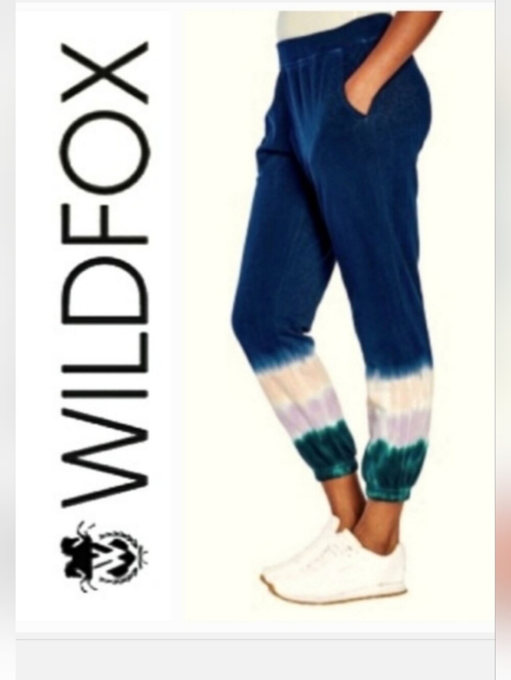 Wildfox Hadley Jogger Sweatpant Navy Blue Tie Dye Sz L NWT Athleisure Sweats